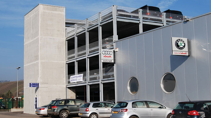 Evo-Park - Construction d'un parking aérien métallique pour un concessionnaire automobile